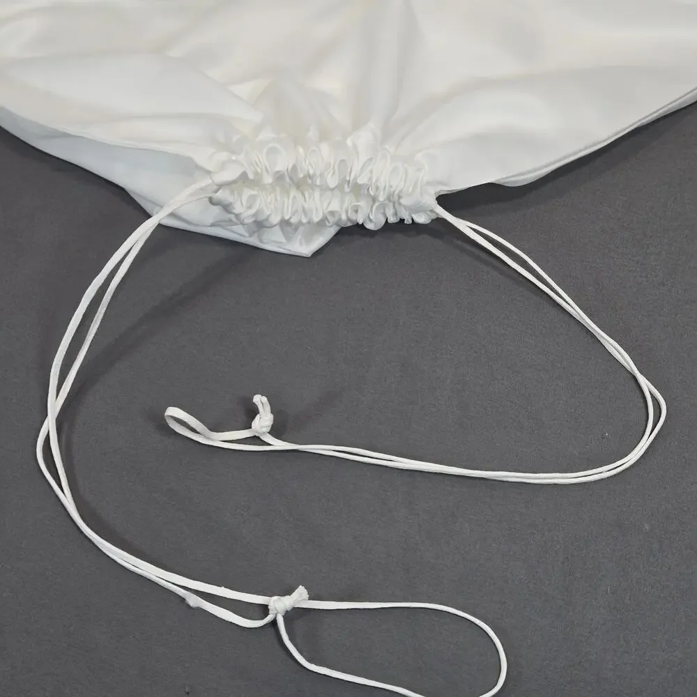 Michael Kors Drawstring Dust Bag White Satin Silver Logo Storage Pouch 18x19